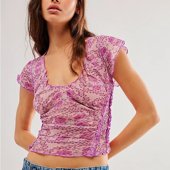 Free People Oh My Baby Tee Lilac - Picture 2 of 8